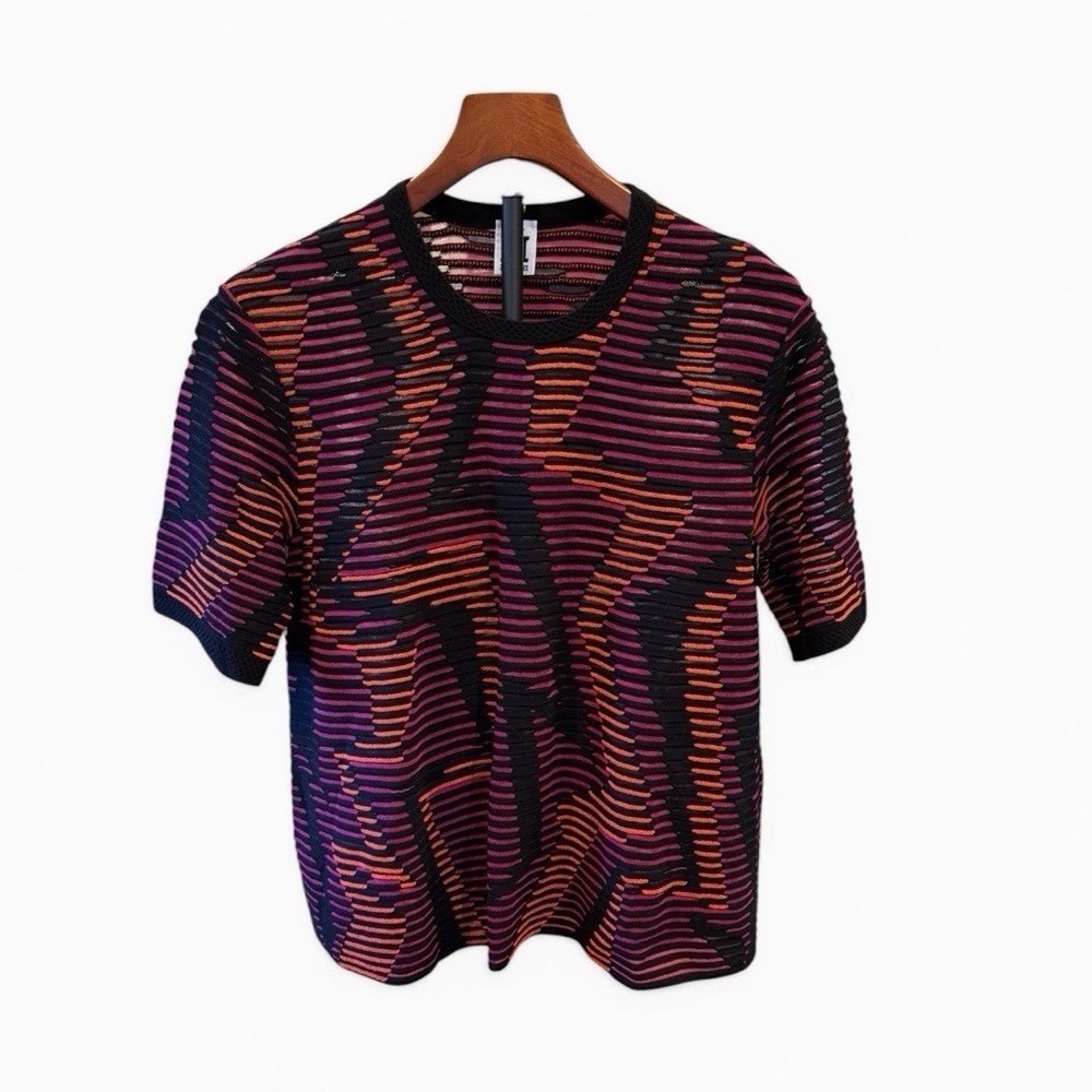 Electric Missoni semi sheer short sleeve crew neck top US M/IT 39 Italy Made